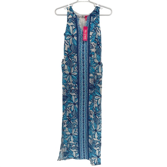Lilly Pulitzer Donna Maxi Romper Succulent Bl Crab Lobster Floral Print‎ Size 0 - Picture 2 of 6
